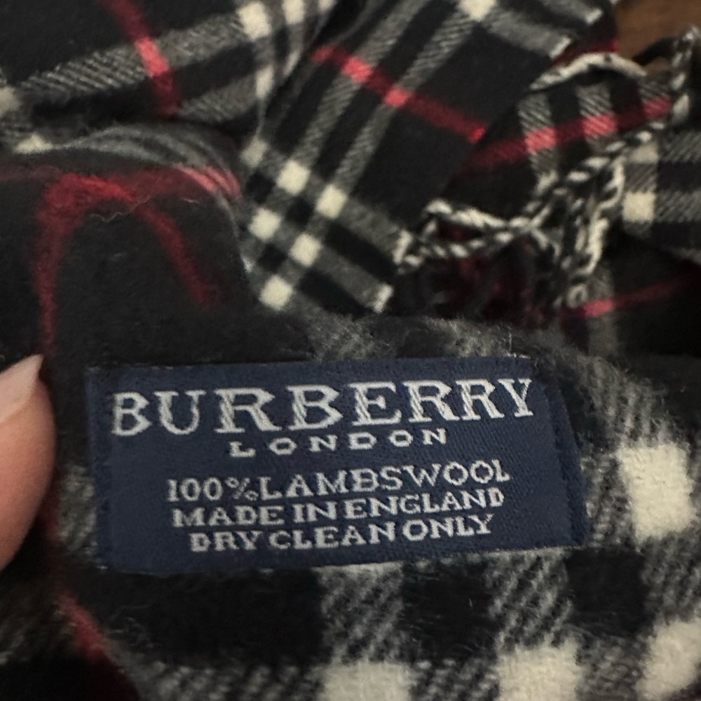 Burberry Red and Black Checkered Lambswool Scarf